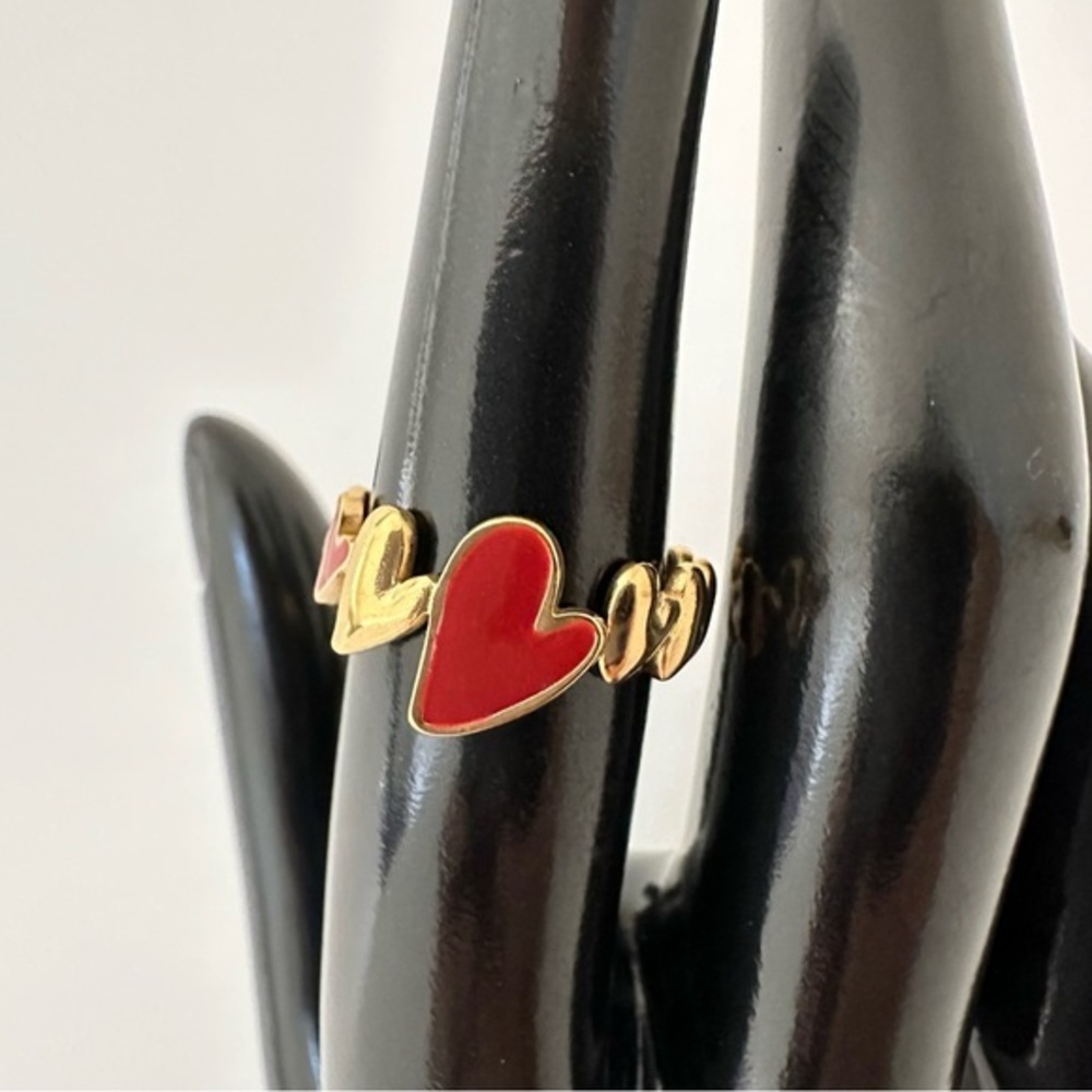 Gold and Red‎ Heart Ring